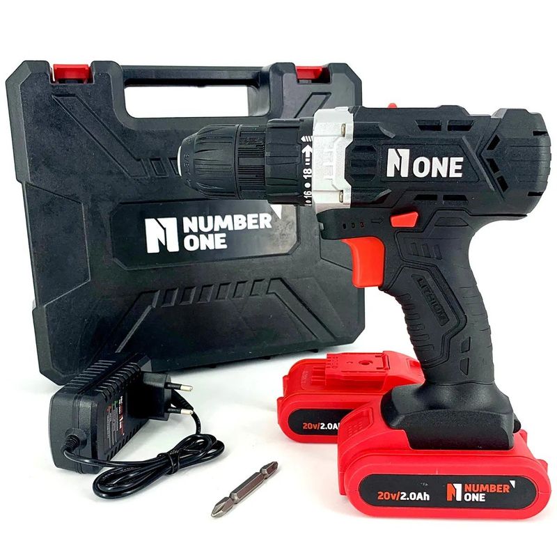 Casa si Gradina - Constructii - Scule electrice si accesorii - Masini de gaurit si insurubat - Masina de gaurit si insurubat cu 2 acumulatori Number One , 20 V, 2.0 Ah, 32 Nm, 400 rpm insurubare, 1400 rpm gaurire - Infinity.ro
