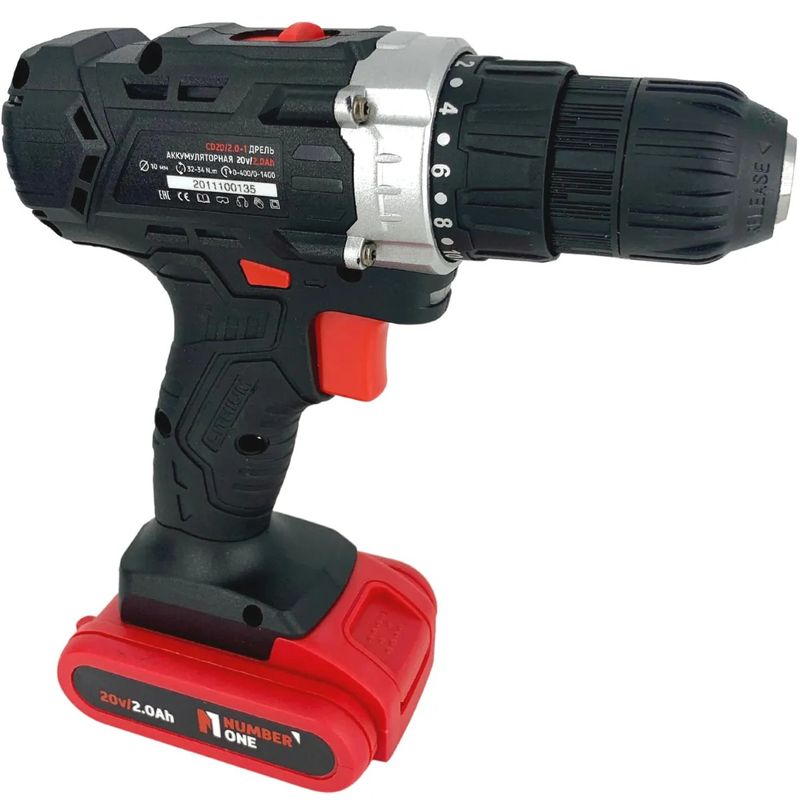 Casa si Gradina - Constructii - Scule electrice si accesorii - Masini de gaurit si insurubat - Masina de gaurit si insurubat cu 2 acumulatori Number One , 20 V, 2.0 Ah, 32 Nm, 400 rpm insurubare, 1400 rpm gaurire - Infinity.ro