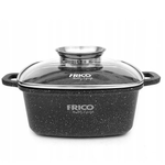 Casa si Gradina - Bucatarie si vesela - Vase pentru gatit - Oale si cratite - Oala aluminiu marmurat, diametru 24cm, capacitate 4.4L, culoare negru, capac de sticla, cod 4402 - Infinity.ro