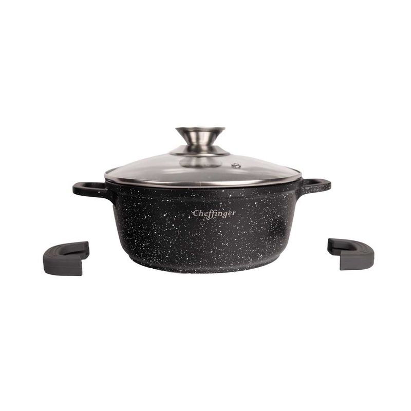 Casa si Gradina - Bucatarie si vesela - Vase pentru gatit - Oale si cratite - Set 3 cratite cu capac CF-DCS02, acoperire din marmura,32-36-40cm/8.6L-13.2L-17L,anti lipire - Infinity.ro