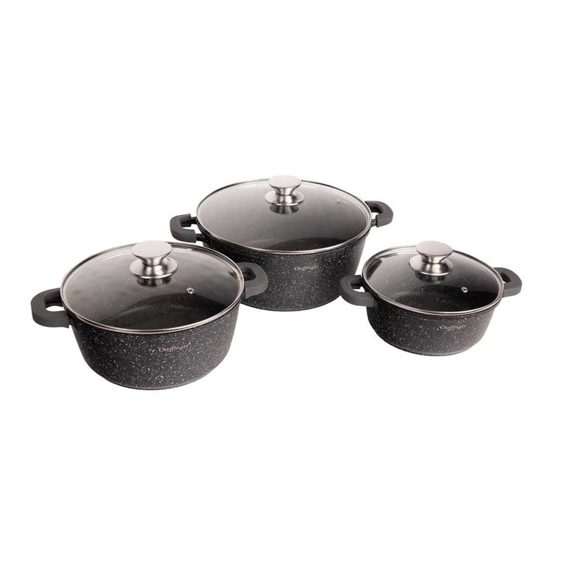 Casa si Gradina - Bucatarie si vesela - Vase pentru gatit - Oale si cratite - Set 3 cratite cu capac CF-DCS02, acoperire din marmura,32-36-40cm/8.6L-13.2L-17L,anti lipire - Infinity.ro