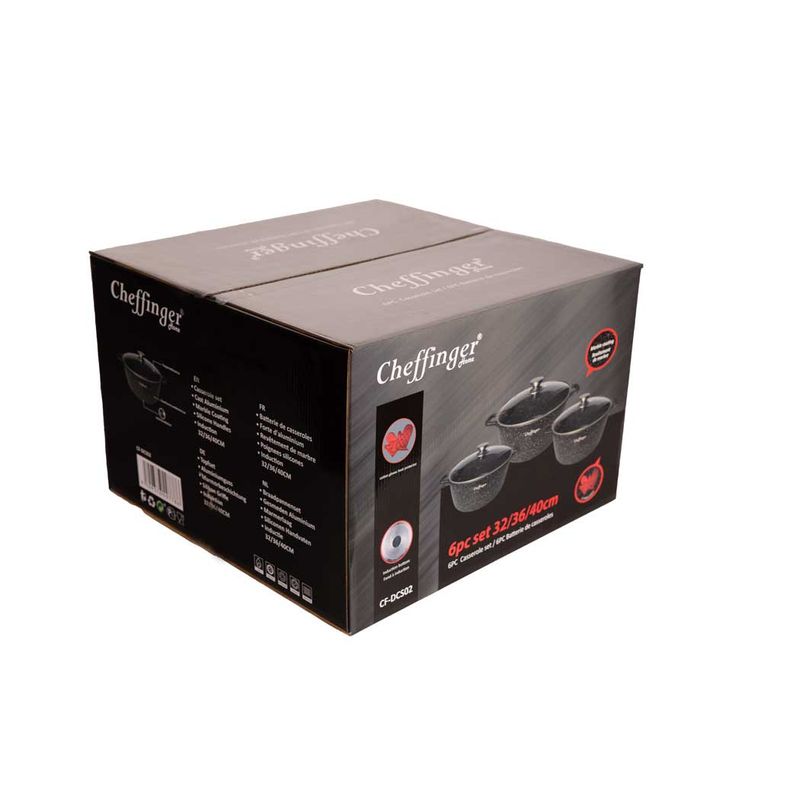 Casa si Gradina - Bucatarie si vesela - Vase pentru gatit - Oale si cratite - Set 3 cratite cu capac CF-DCS02, acoperire din marmura,32-36-40cm/8.6L-13.2L-17L,anti lipire - Infinity.ro