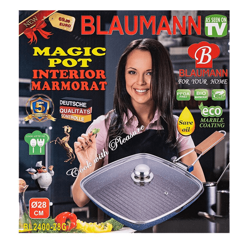 Casa si Gradina - Bucatarie si vesela - Vase pentru gatit - Tigai si seturi - Tigaie grill cu interior antiaderent Blaumann, 28cm, BL-2400-28 - Infinity.ro