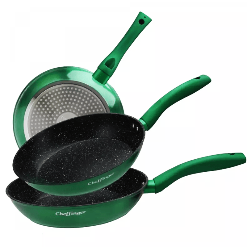 Casa si Gradina/Bucatarie si vesela/Vase pentru gatit/Tigai si seturi - Set 3 tigai CF-FA03-GRN, acoperire din marmura, 20-24-28cm - Infinity.ro