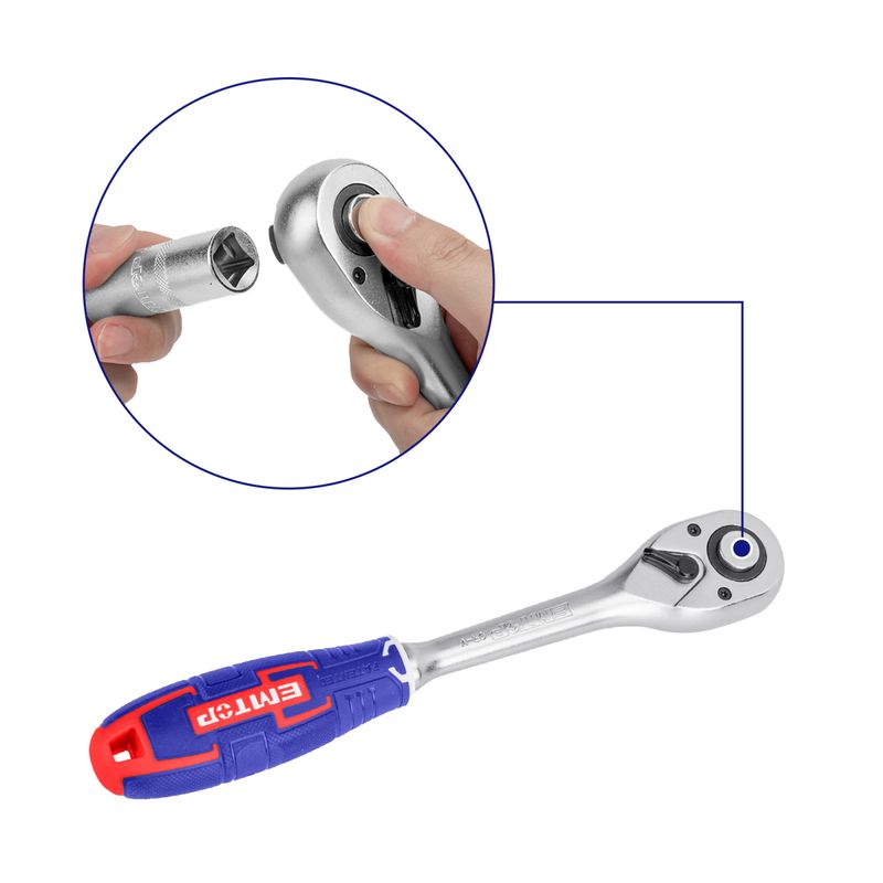Casa si Gradina - Constructii - Scule de mana si unelte - Chei si truse chei - Trusa de scule si accesorii 1/4″ + 1/2″, 51 componente, cutie de transport - ESKT42511, EMTOP - Infinity.ro