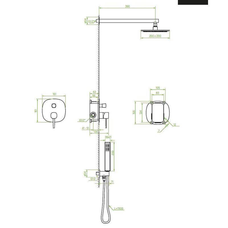 Casa si Gradina - Sanitare - Cazi si cabine de dus - Coloane si seturi de dus - Coloana de dus cu baterie ingropata Laveo POLLA, auriu - Infinity.ro