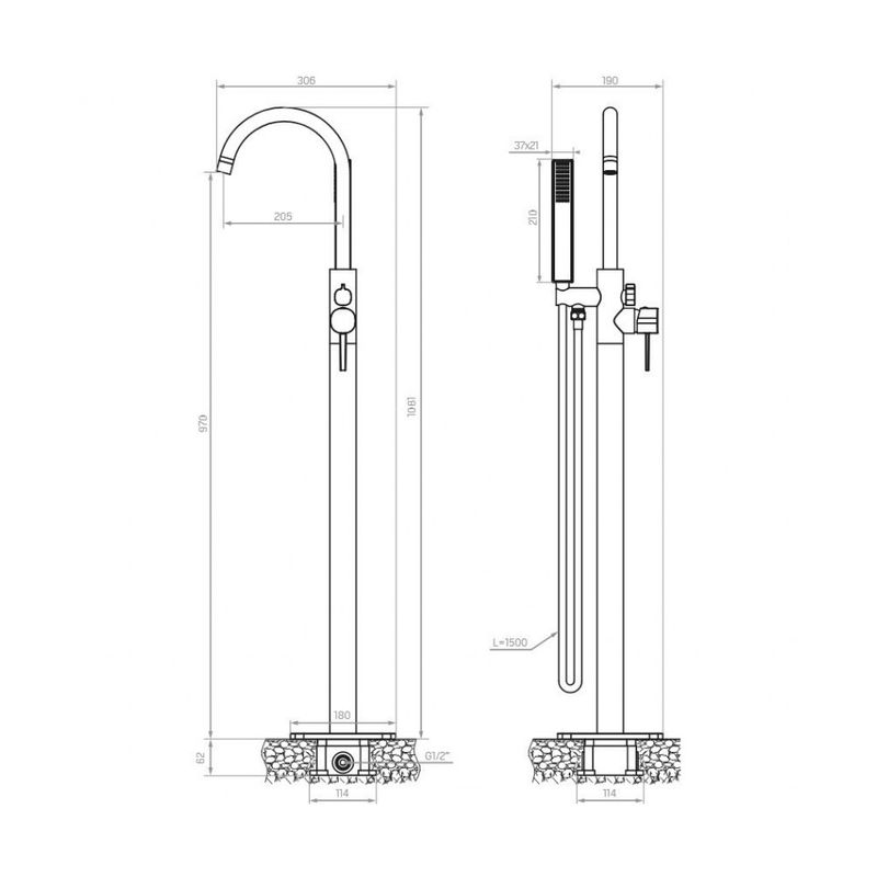 Casa si Gradina - Sanitare - Lavoar baie si accesorii - Baterii sanitare - Baterie cada freestanding Laveo Pola , auriu - Infinity.ro