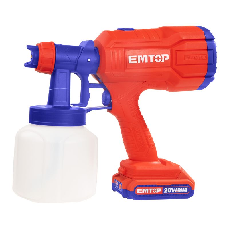Casa si Gradina - Constructii - Vopsea si tencuieli - Pistoale si sisteme de vopsit si tencuit - Pistol de vopsit cu 1 acumulator 2.0Ah, 800ml - ELSG20256, EMTOP - Infinity.ro