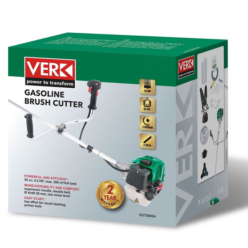 Casa si Gradina - Gradinarit si plante - Utilaje gradina - Coase electrice si motocoase - Motocoasa pe benzina Verk VGT5800A, 4.2 Cp, 52 CC, 8 acc. incluse - Infinity.ro