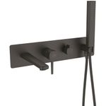 Casa si Gradina - Sanitare - Lavoar baie si accesorii - Baterii sanitare - Baterie cada dus monocomanda cu cadru si set dus, negru mat Laveo Pola - Infinity.ro