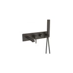 Casa si Gradina - Sanitare - Lavoar baie si accesorii - Baterii sanitare - Baterie cada dus monocomanda cu cadru si set dus, negru mat Laveo Pola - Infinity.ro