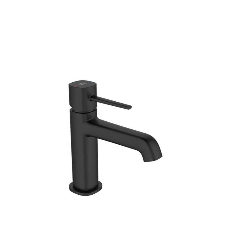 Casa si Gradina - Sanitare - Lavoar baie si accesorii - Baterii sanitare - Baterie lavoar cu ventil cu preaplin negru mat Laveo Polla - Infinity.ro