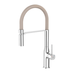 Casa si Gradina - Sanitare - Chiuveta bucatarie si accesorii - Baterii bucatarie - Baterie chiuveta bucatarie cu pipa flexibila Laveo POLLA, beige-crom - Infinity.ro
