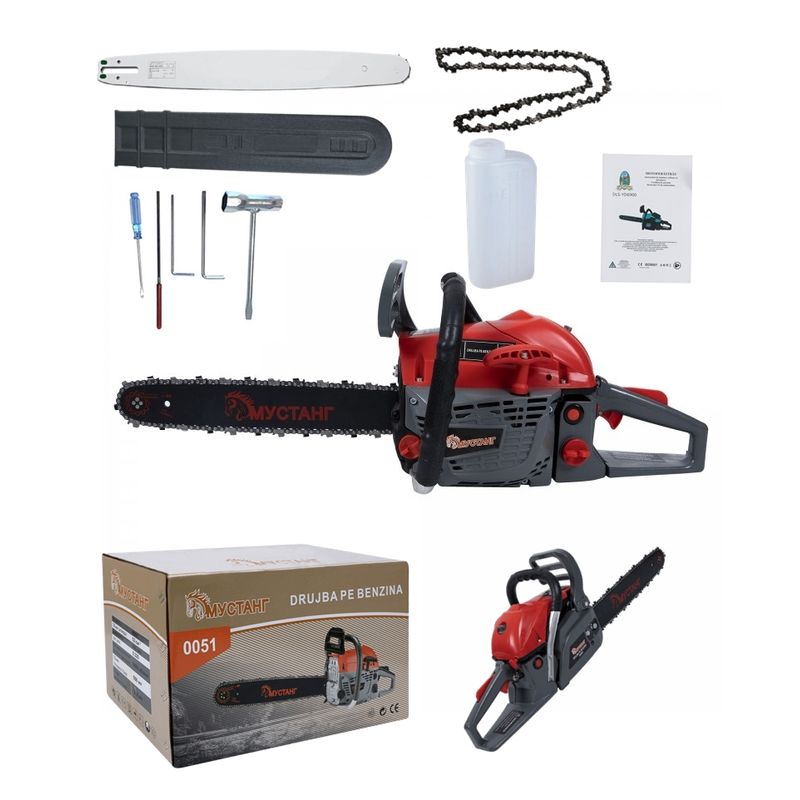 Casa si Gradina - Gradinarit si plante - Utilaje gradina - Fierastraie cu lant - Drujba pe benzina Mustang 0051, 52 CC, 5 Cp, lama 40 cm - Infinity.ro