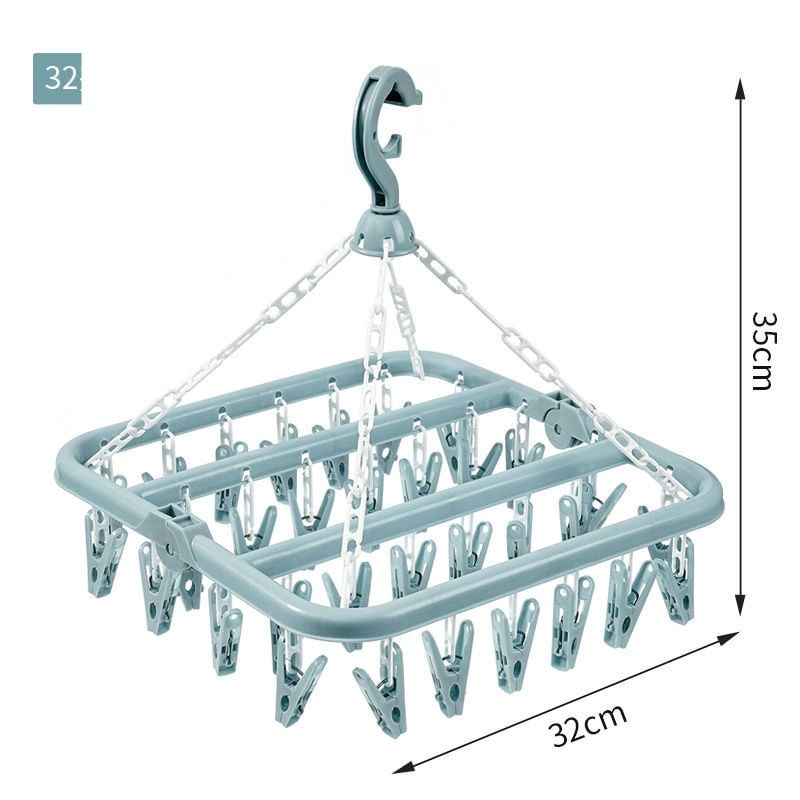 Market - Spalare si intretinere rufe - Uscatoare de rufe si accesorii - Uscator de rufe Flippy, 32 de cleme, Plastic, Pliabil, rotire 360 grade, 32x32 cm, Albastru - Infinity.ro