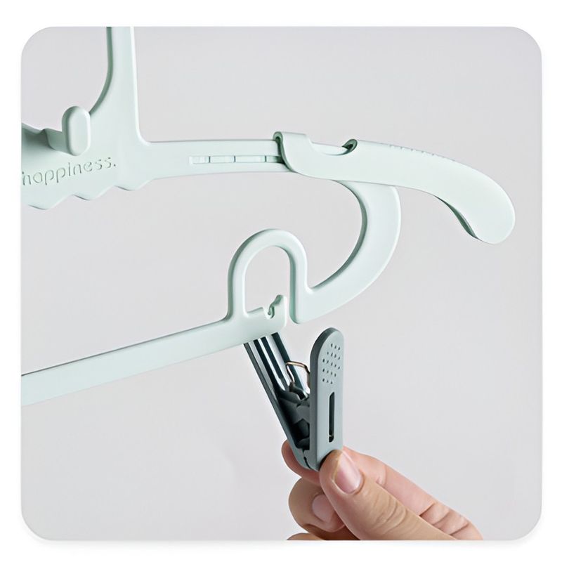Market/Spalare si intretinere rufe/Uscatoare de rufe si accesorii - Set 20 de Cleme pentru Haine, Flippy, de Prindere pentru Pantaloni, Atasabile la Umerase, 1.6x2.3x6.35 cm, Verde - Infinity.ro