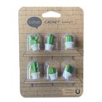 Casa si Gradina - Decoratiuni - Obiecte decorative - Magneti decorativi - Set 6 Magneti de Frigider, Flippy, Model Cactusi in Ghiveci, din ABS si Magnet, Verde/Alb - Infinity.ro