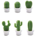 Casa si Gradina - Decoratiuni - Obiecte decorative - Magneti decorativi - Set 6 Magneti de Frigider, Flippy, Model Cactusi in Ghiveci, din ABS si Magnet, Verde/Alb - Infinity.ro