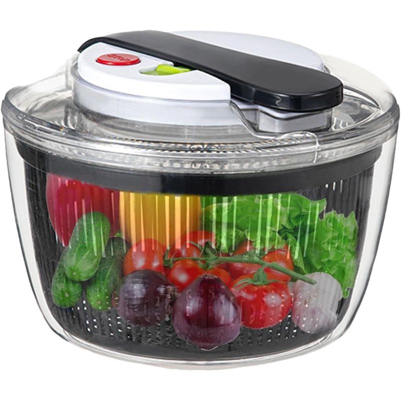 Casa si Gradina - Bucatarie si vesela - Organizare si depozitare bucatarie - Cutii alimentare - Uscator Manual pentru Salata si Verdeturi, Flippy, Plastic, 16x15x21 cm, Capacitate 3L, Negru - Infinity.ro