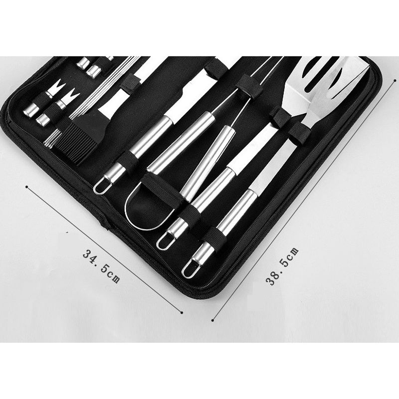Casa si Gradina - Gradina si terasa - Gratare si accesorii - Accesorii gratare - Set 14 Ustensile pentru Gratar cu Termometru, Flippy, din Otel Inoxidabil, Geanta Oxford, Argintiu - Infinity.ro