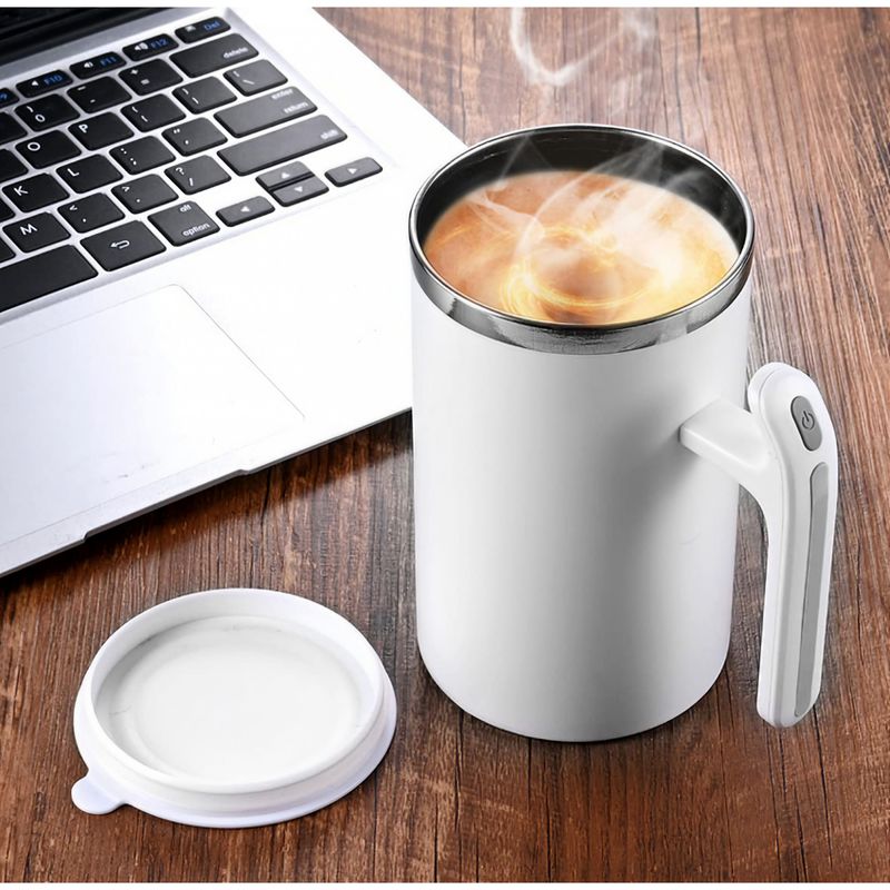 Casa si Gradina - Bucatarie si vesela - Accesorii bar - Termosuri si Cani termos - Cana portabila cu mixer incorporat, Flippy, pe baterii, 380 ml, alb - Infinity.ro
