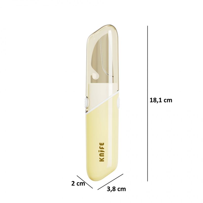 Casa si Gradina - Bucatarie si vesela - Vesela si tacamuri - Cutite si seturi de cutite - Cutit de Fructe Multifunctional, Flippy, Razatoare, Curatator Fructe-Legume, Deschizator de Sticle, 18.1x3.8x2cm, Galben - Infinity.ro