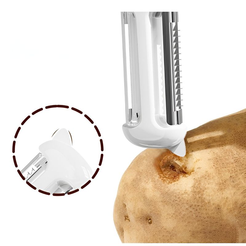Casa si Gradina - Bucatarie si vesela - Vesela si tacamuri - Cutite si seturi de cutite - Cutit de Fructe Multifunctional, Flippy, Razatoare, Curatator Fructe-Legume, Deschizator de Sticle, 18.1x3.8x2cm, Galben - Infinity.ro