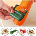 Casa si Gradina - Bucatarie si vesela - Ustensile bucatarie - Razatori si curatatoare - Decojitor/Curatator manual de legume si fructe, Flippy, portabil, cu magnet, doua lame, Inox, Verde, 6.7x6x1.6 cm - Infinity.ro