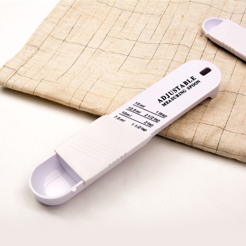 Casa si Gradina - Bucatarie si vesela - Ustensile bucatarie - Polonice, linguri si clesti de bucatarie - Set doua linguri masurare ajustabile Flippy, material ABS, 16x3.5x1.6 cm, alb - Infinity.ro