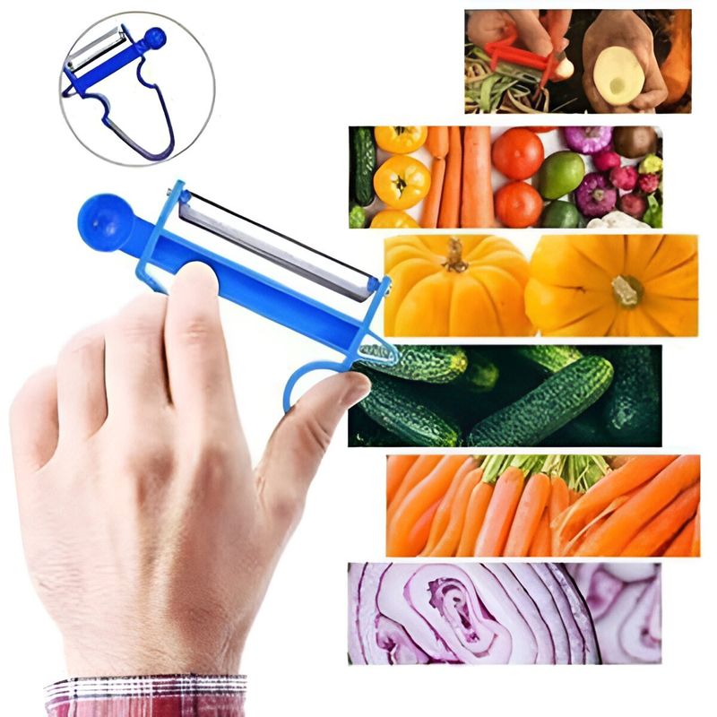 Casa si Gradina - Bucatarie si vesela - Ustensile bucatarie - Razatori si curatatoare - Set 3 Accesorii de Decojire, Razuire si Feliere, Flippy, pentru Legume si Fructe, Negru-Rosu-Albastru - Infinity.ro