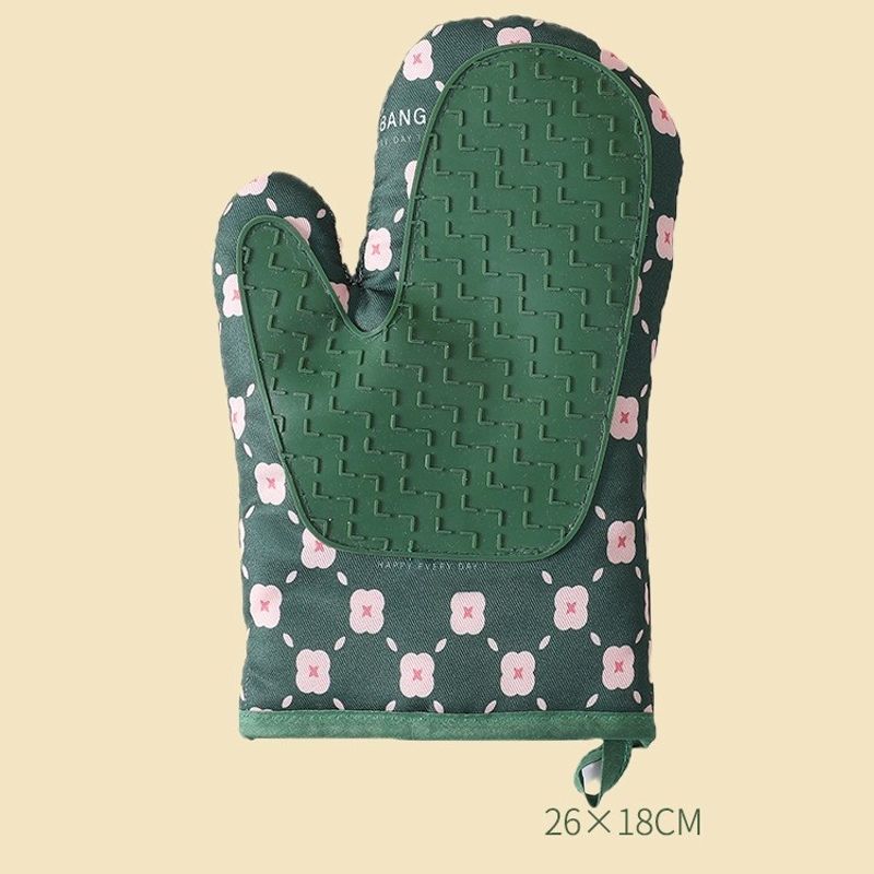 Casa si Gradina - Textile si covoare - Textile bucatarie - Manusi bucatarie - Set 2 manusi cuptor Flippy, manusa de bucatarie,  rezistenta 330 grade, textil si cauciuc, 26.5x18 cm, verde - Infinity.ro