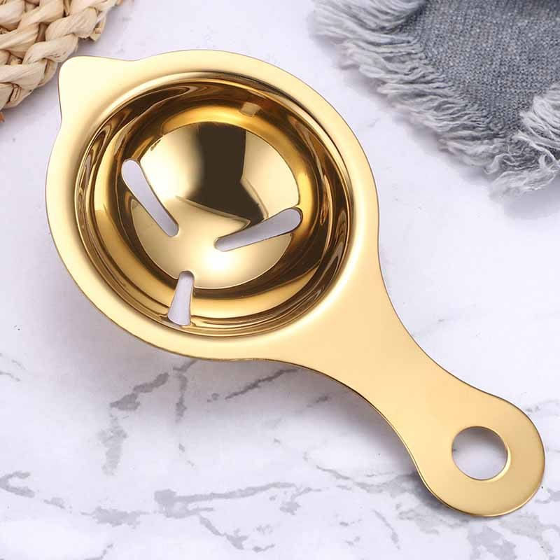 Casa si Gradina - Bucatarie si vesela - Ustensile bucatarie - Polonice, linguri si clesti de bucatarie - Separator de oua, separa albusul de galbenus, inox, usor de folosit, 14x7.5 cm, auriu - Infinity.ro