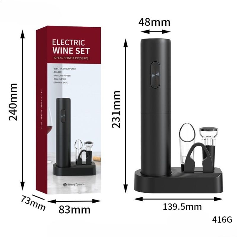 Casa si Gradina - Bucatarie si vesela - Accesorii bar - Tirbusoane si dopuri - Set Tirbuson Electric din 5 piese, Flippy, Deschizator Electric, cu Baterii, Multifunctional, 23x14cm, Negru - Infinity.ro