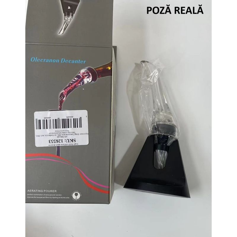 Casa si Gradina - Bucatarie si vesela - Accesorii bar - Carafe si decantoare - Aerator cu Turnator de Vin 2in1, Flippy, Decantare, Anti-Picurare, Fara Scurgere, 18x10x8cm, Negru - Infinity.ro
