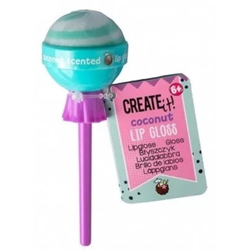 Jucarii, Copii si Bebe/Igiena si ingrijire/Produse machiaj copii - Balsam pentru buze Create It! Forma de acadea, Coconut, Albastru - Infinity.ro