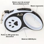 Petshop - Accesorii petshop - Zgarzi, lese si hamuri - Lese - Lesa Automata Retractabila, Flippy, pentru Caini, 3m, 20 kg, ABS, Negru/Bleu, 8x12x4 cm - Infinity.ro