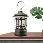Sport si Outdoor - Camping - Articole solare camping - Lampi si lanterne camping - Lampa portabila camping, Felinar Vintage cu carlig, ABS, Iluminare 21 COB LED, Intensitate reglabila, 5W, Flippy, Verde - Infinity.ro