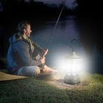 Sport si Outdoor - Camping - Articole solare camping - Lampi si lanterne camping - Lampa portabila camping, Felinar Vintage cu carlig, ABS, Iluminare 21 COB LED, Intensitate reglabila, 5W, Flippy, Verde - Infinity.ro