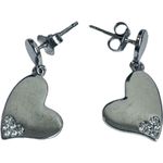 Fashion, accesorii si bijuterii - Femei - Bijuterii femei - Cercei femei - Cercei din Argint 925 Jolie Silver, Model Inimi cu Zirconii, 29 x 13 mm, 2.8 g - Infinity.ro