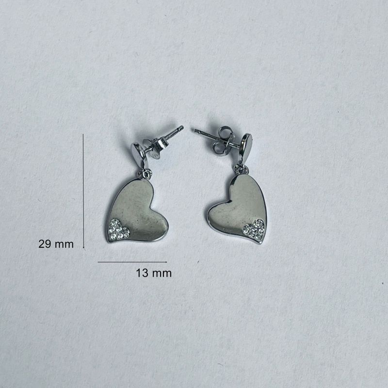 Fashion, accesorii si bijuterii - Femei - Bijuterii femei - Cercei femei - Cercei din Argint 925 Jolie Silver, Model Inimi cu Zirconii, 29 x 13 mm, 2.8 g - Infinity.ro