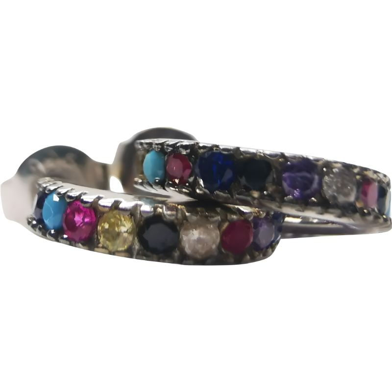 Fashion, accesorii si bijuterii - Femei - Bijuterii femei - Cercei femei - Cercei Argint 925 Creole cu Pietre Colorate - Infinity.ro