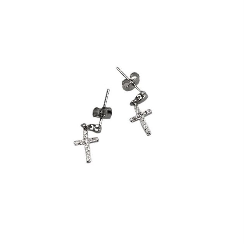 Fashion, accesorii si bijuterii - Femei - Bijuterii femei - Cercei femei - Cercei Argint 925 Cruce cu Pietre - Infinity.ro