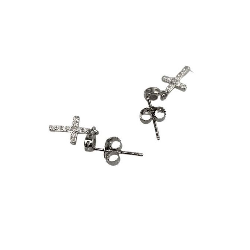 Fashion, accesorii si bijuterii - Femei - Bijuterii femei - Cercei femei - Cercei Argint 925 Cruce cu Pietre - Infinity.ro
