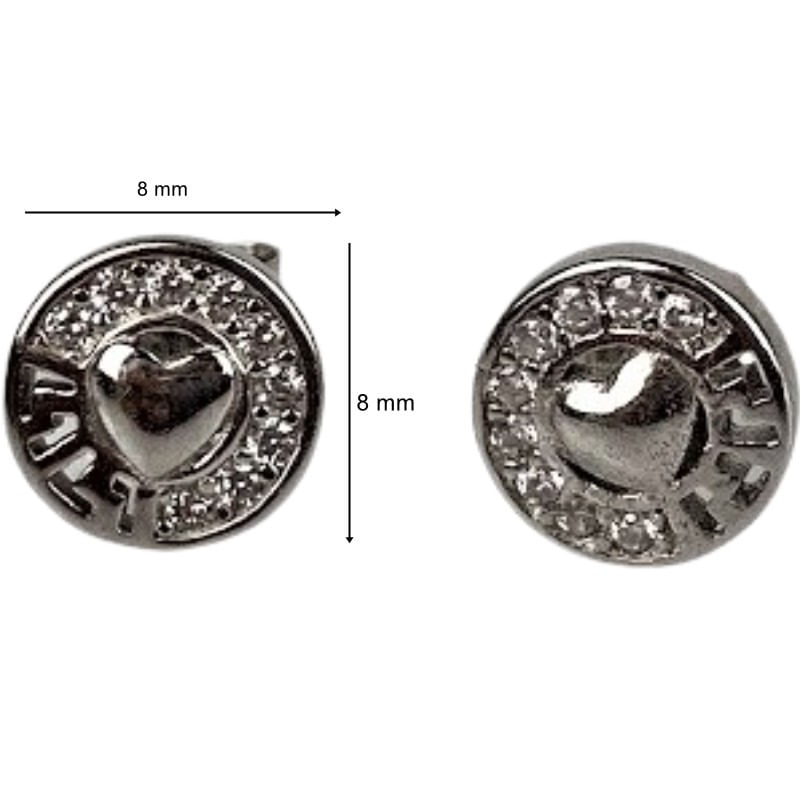 Fashion, accesorii si bijuterii - Femei - Bijuterii femei - Cercei femei - Cercei din Argint 925 Jolie Silver, Model Inima in Cerc, 8 x 8 mm, 1.6 g - Infinity.ro