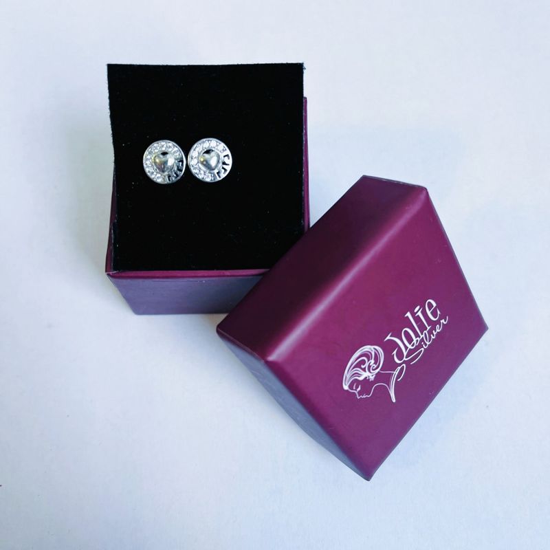 Fashion, accesorii si bijuterii - Femei - Bijuterii femei - Cercei femei - Cercei din Argint 925 Jolie Silver, Model Inima in Cerc, 8 x 8 mm, 1.6 g - Infinity.ro