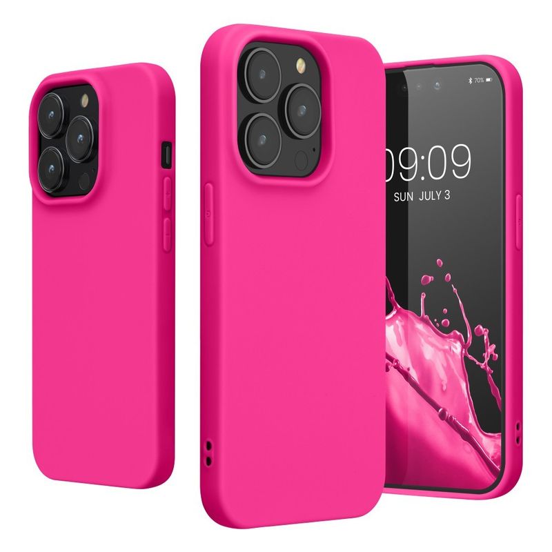 Laptop, Telefoane si Tablete - Telefoane mobile si accesorii - Accesorii Telefoane - Huse telefoane - Husa pentru Apple iPhone 14 Pro Flippy, Liquid Silicone, cu Microfibra pe interior, Protectie Antisoc, Roz-Fuchsia - Infinity.ro