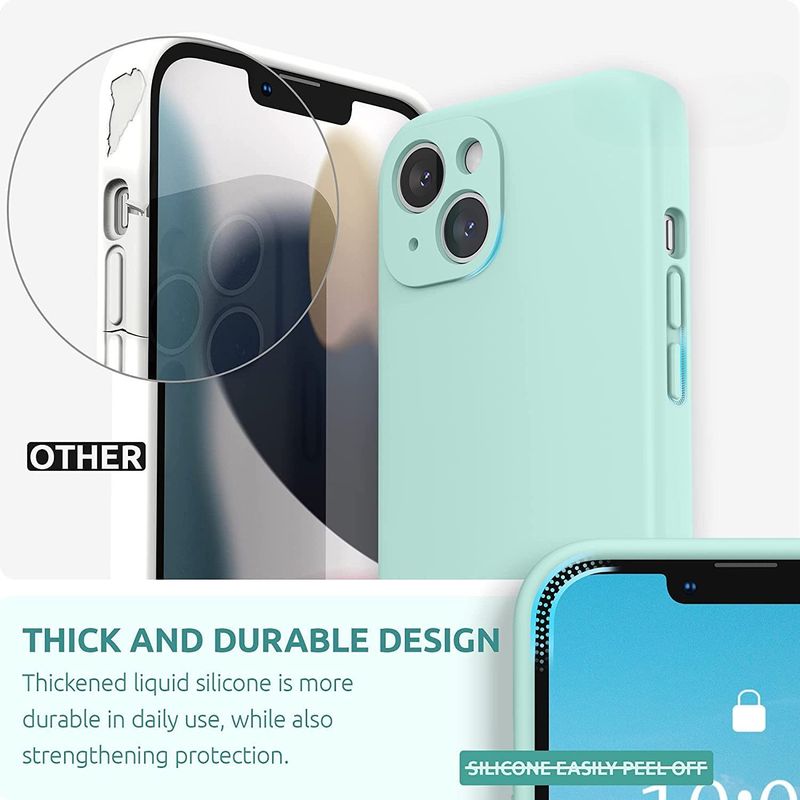 Laptop, Telefoane si Tablete - Telefoane mobile si accesorii - Accesorii Telefoane - Huse telefoane - Husa pentru Apple iPhone 14 Plus Flippy, Liquid Silicone, cu Microfibra pe interior, Protectie Antisoc, Light Cyan - Infinity.ro