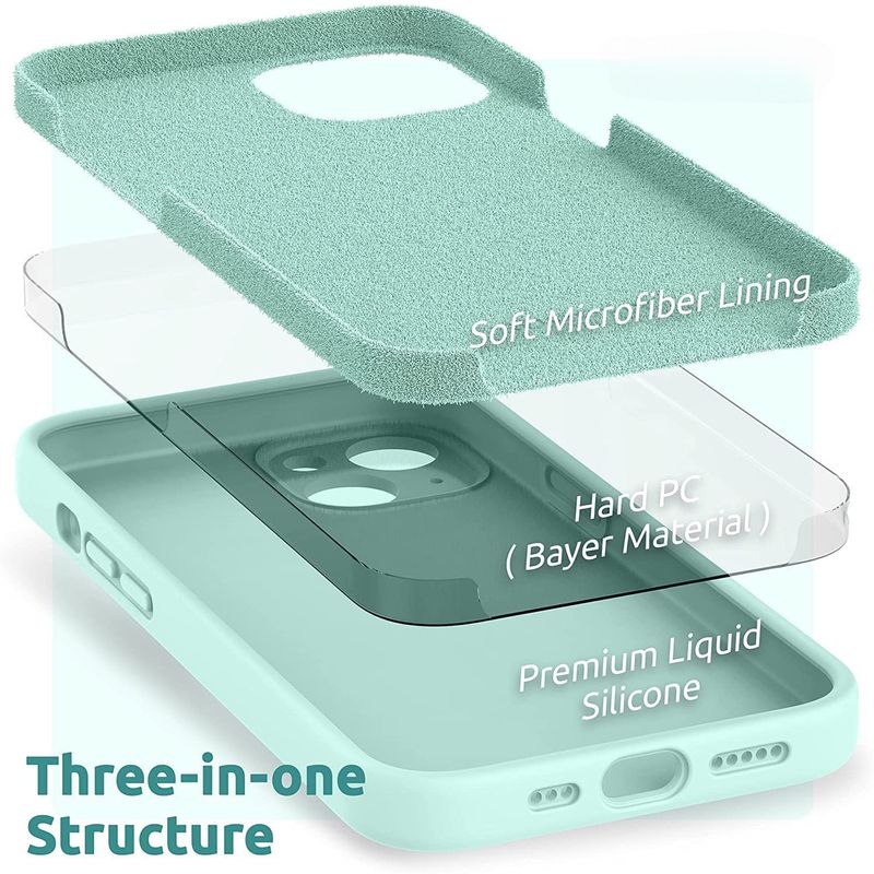 Laptop, Telefoane si Tablete - Telefoane mobile si accesorii - Accesorii Telefoane - Huse telefoane - Husa pentru Apple iPhone 14 Plus Flippy, Liquid Silicone, cu Microfibra pe interior, Protectie Antisoc, Light Cyan - Infinity.ro