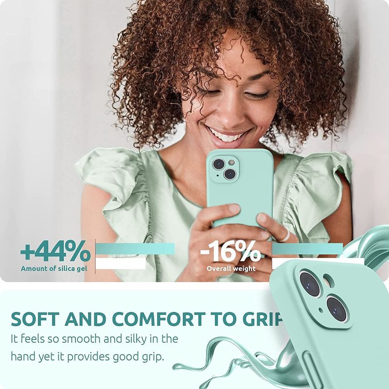Laptop, Telefoane si Tablete - Telefoane mobile si accesorii - Accesorii Telefoane - Huse telefoane - Husa pentru Apple iPhone 14 Plus Flippy, Liquid Silicone, cu Microfibra pe interior, Protectie Antisoc, Light Cyan - Infinity.ro