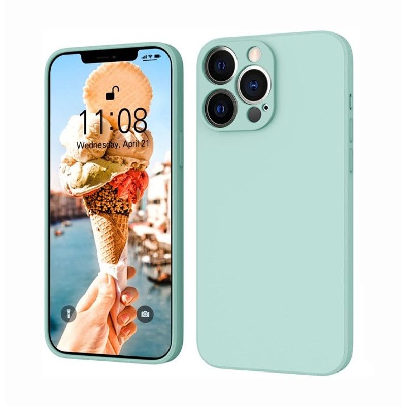 Laptop, Telefoane si Tablete - Telefoane mobile si accesorii - Accesorii Telefoane - Huse telefoane - Husa pentru Apple iPhone 14 Plus Flippy, Liquid Silicone, cu Microfibra pe interior, Protectie Antisoc, Light Cyan - Infinity.ro
